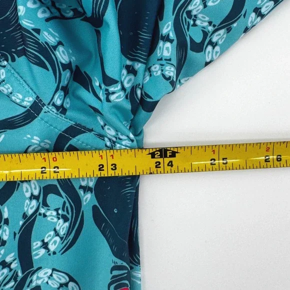 Waggle Golf Polo Mens XL Teal Octopus Print Performance Short Sleeve Shirt - Picture 5 of 6